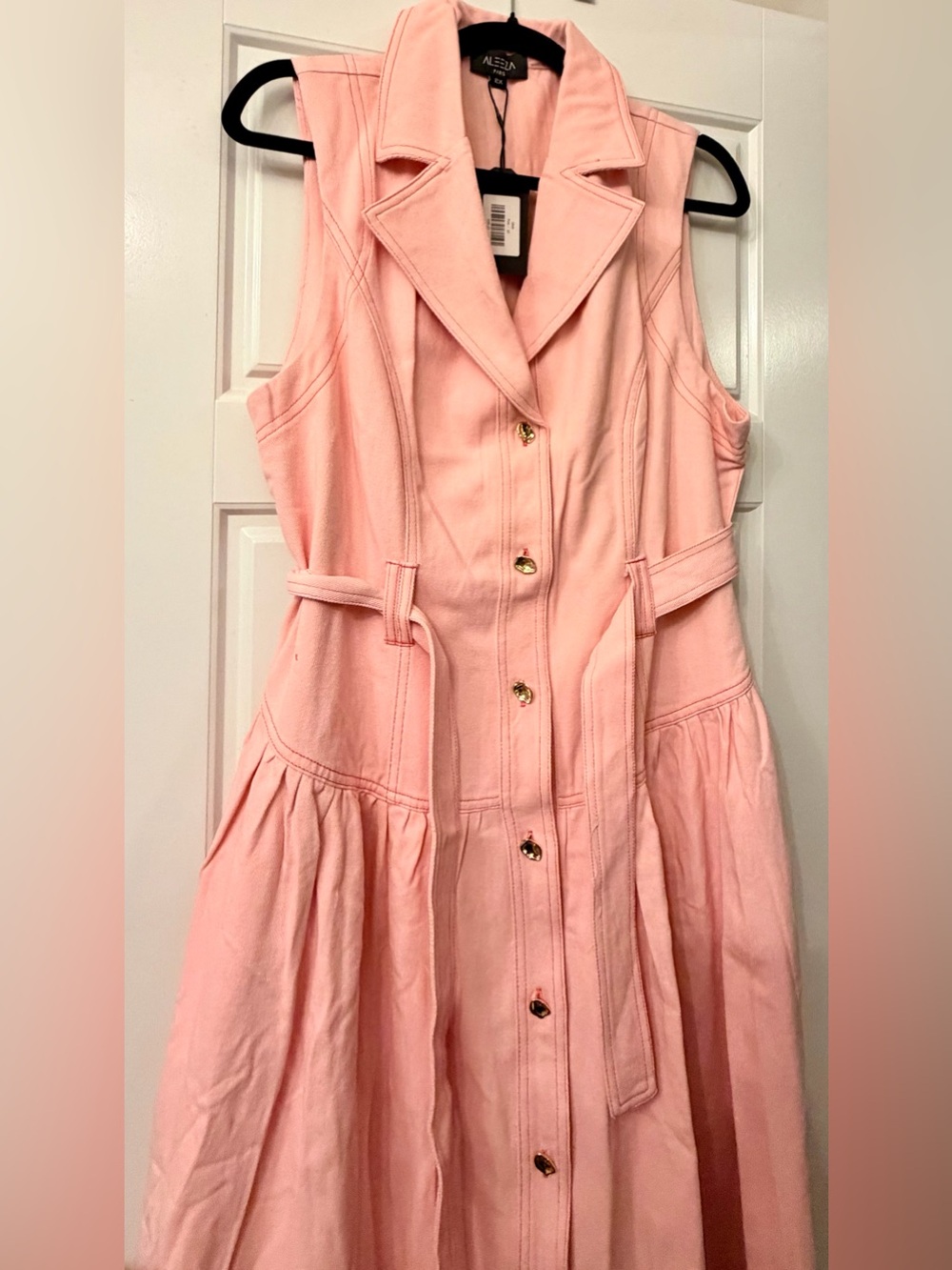 Aleeza Paris Midi Dress in Blush Pink with Belt - Fits 1x